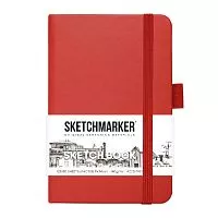 Скетчбук SKETCHMARKER 9*14см 140г/кв.м слоновая кость 80 листов, обложка красная твердая, ориентация книжная
