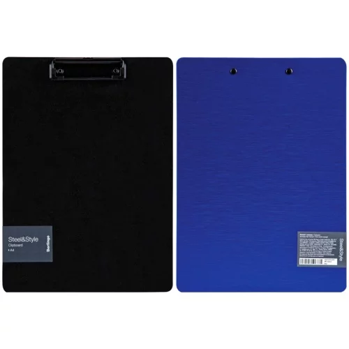 Планшет BERLINGO STEEL&STYLE пластик А4 синий/черный с зажимом
