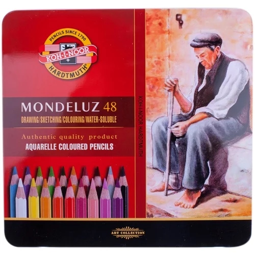Набор акварельных карандашей KOH-I-NOOR MONDELUZ 3726 48 цветов в металлической коробке
