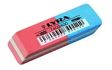 Ластик комбинированный LYRA скошенный 50х20х8мм розовый+голубой