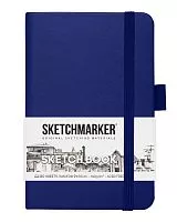 Скетчбук SKETCHMARKER 13*21см 140г/кв.м слоновая кость 80 листов, обложка синяя твердая, ориентация книжная