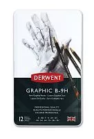 Набор чернографитных карандашей DERWENT GRAPHIC HARD B-9H 12 штук