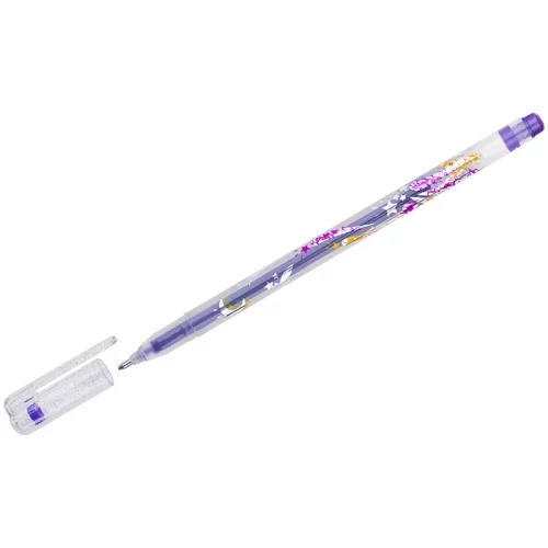 Ручка гелевая CROWN GLITTER METAL JELL фиолетовый 0.8мм с глиттером