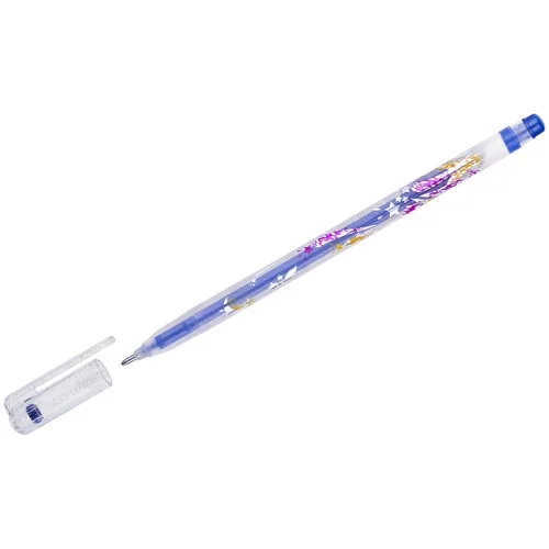 Ручка гелевая CROWN GLITTER METAL JELL синий 0.8мм с глиттером