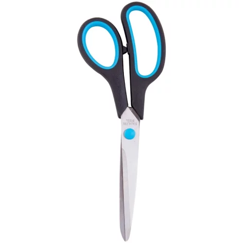 Ножницы OfficeSpace 21,5 см эргономичные ручки черные с синими вставками