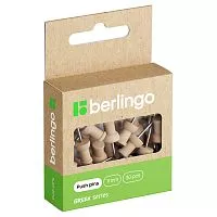 Кнопки канцелярские BERLINGO GREEN SERIES 30 штук силовые, для пробковых досок