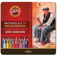 Набор акварельных карандашей KOH-I-NOOR MONDELUZ 3724 24 цвета в металлической коробке