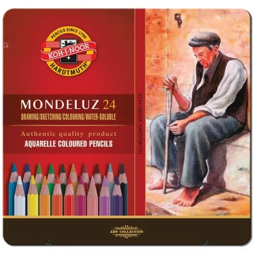 Набор акварельных карандашей KOH-I-NOOR MONDELUZ 3724 24 цвета в металлической коробке
